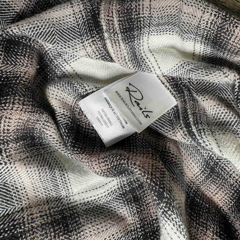 RAILS Soft Pink Black Cream Plaid Flannel shirt XS - Picture 8 of 9